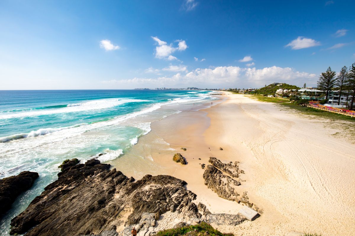 Parte da praia de Currumbin, em Gold Coast