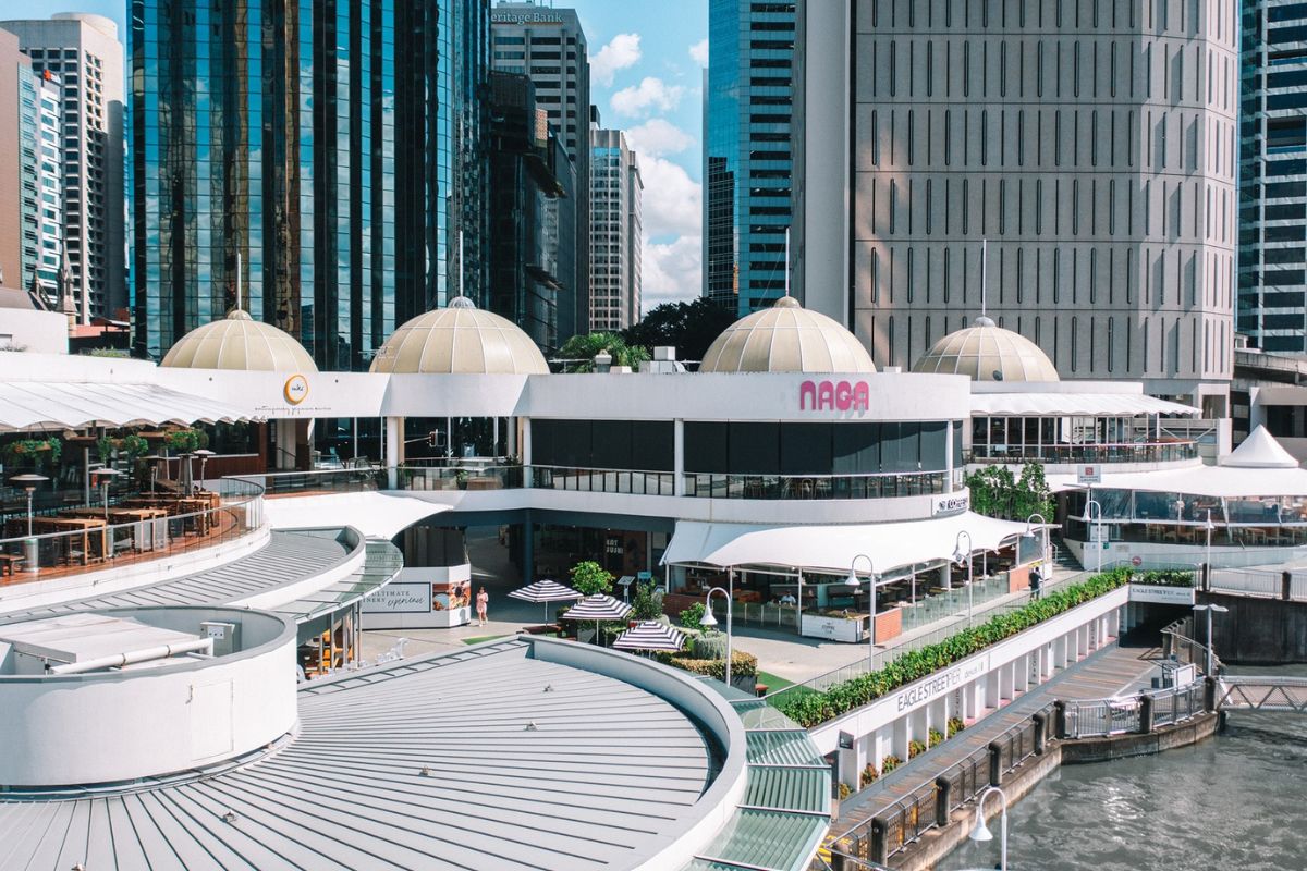 Panorama do Eagle Street Pier em Brisbane