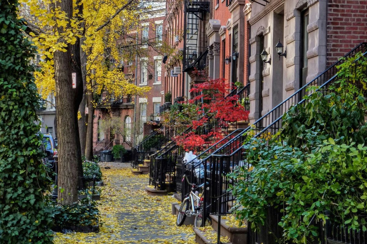 Casas de tijolo aparente em Greenwich Village, Nova York