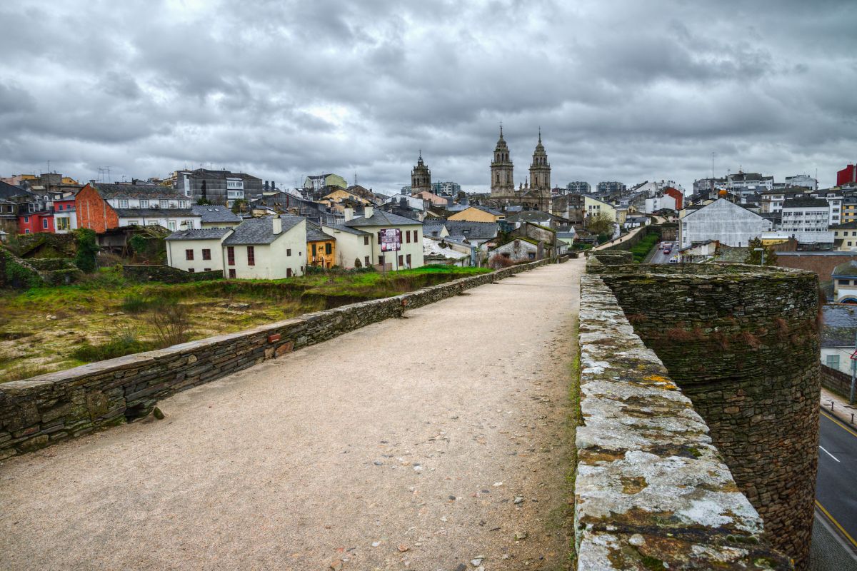 Parte da antiga muralha Romana de Lugo, na Galícia