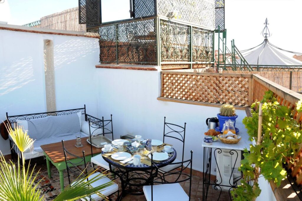 Terraço do Riad Dar Daoud, em Marrakech